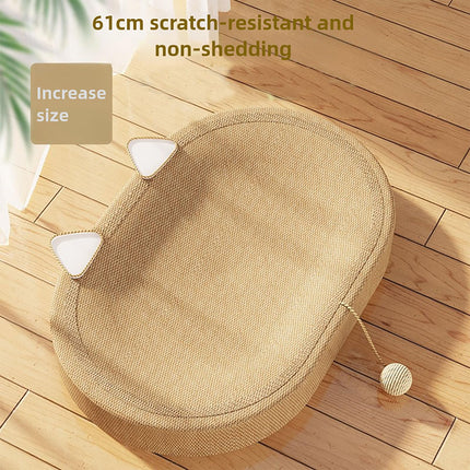 BEFYUS Cardboard Cat Scratcher Mat - 24 Inch 2 in 1 Oval Cat Scratching Pad Cat Toys with Ball Toy for Indoor Cats,Board Nest Suitable Cats to Rest and Grind Claws (with Ear)