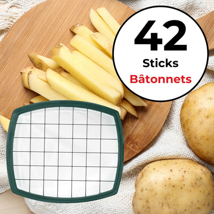 Starfrit Easy Fries Fry Cutter, Large Cutting Surface Makes 42 Sticks Per Cut, Non-Slip Base, Dishwasher Safe, Perfect for Homemade French Fries, Vegetables, Fruits & Cheese Sticks
