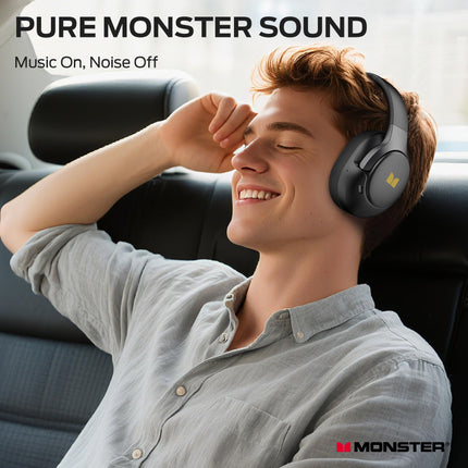 Monster Persona 5th ANC Hybrid Active Noise Cancelling Headphones, Wireless Over-Ear Headphones with Deep Bass Sound, Bluetooth 6.0, 70H Playtime, Foldable Comfort Headphone for Travel/Work/Home-Black