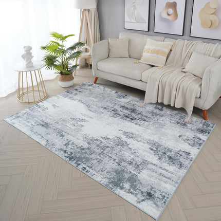BRICHOEE Modern Abstract Area Rug, 3x5 Grey Washable Entry Rug, Soft Non-Slip Contemporary Nursery Mat Kitchen Carpet for Living Dining Room Bedroom Aesthetic Home Decor