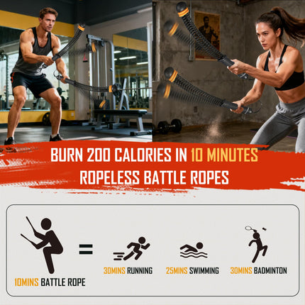 Newmkr Portable Heavy Duty Non-Slip Handle Workout Weighted Ropeless Battle Ropes for Strength, HIIT & Aerobic Training