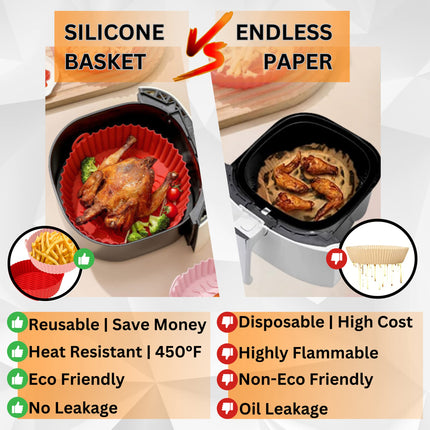 PERFECT GLAMOUR 4PCS Reusable Air Fryer Liners Silicone - 6.5, 7.5, 8.5 inches Non-Stick Silicone Air Fryer Pots - Eco-Friendly & Food Grade Air Fryer Accessories - Replacement for Disposable Parchment Paper Liner