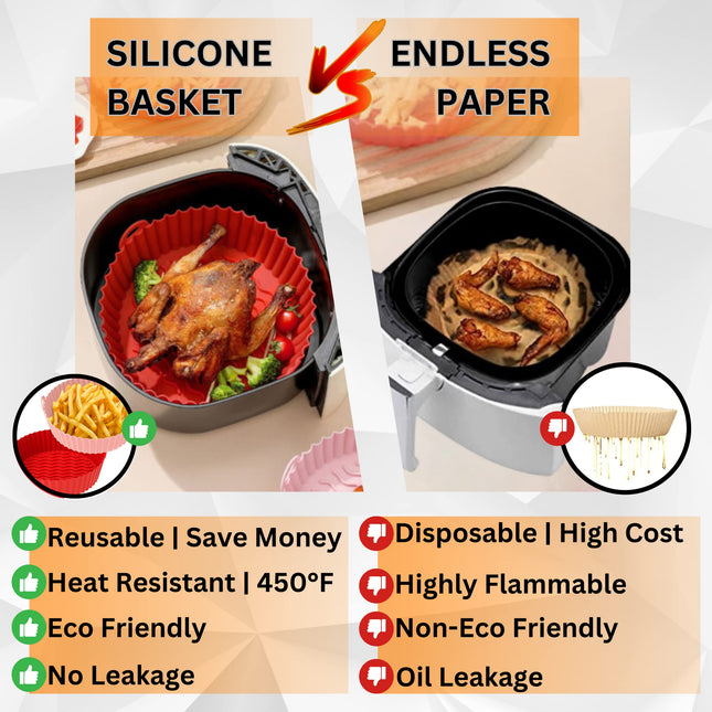 PERFECT GLAMOUR 4PCS Reusable Air Fryer Liners Silicone - 6.5, 7.5, 8.5 inches Non-Stick Silicone Air Fryer Pots - Eco-Friendly & Food Grade Air Fryer Accessories - Replacement for Disposable Parchment Paper Liner