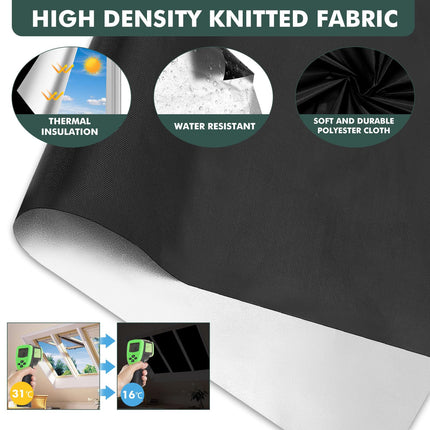 Funkoiteer Blackout Blind Curtain 350x145 cm 100% Blackout Blinds for Window, Portable Blackout Shades Film with Hook & Loop Tabs Fits Any Window Size for Bedroom Nursery Loft Travel RV Car, No Drill