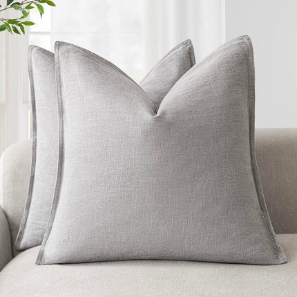 Foindtower 16 x 16" Pack of 2 Linen Soild Throw Soft Accent Cushion Case for Chair Couch Sofa, Light Rustic Gray X00490V3GD