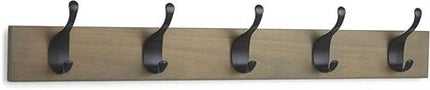 NEW, AMAZON BASICS Wall Mounted Coat Rack, 5 Modern Hooks, Barnwood