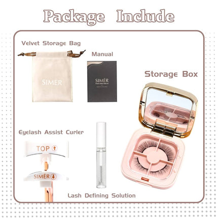 SIMER Dual Magnetic Eyelashes Soft 6-11mm False Lashes Natural Look 3D Mink Lash Extension Cat Eye Lashes Fluffy Self Adhesive Eyelashes