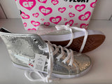 Gotta Flurt Women's Disco II Hi Silver Sequin Hip Hop Dance Sneaker