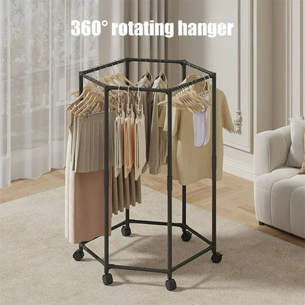 SDNallSDNall Hexagonal Rotating Floor-Standing Clothes Laundry Drying Rack Hanger