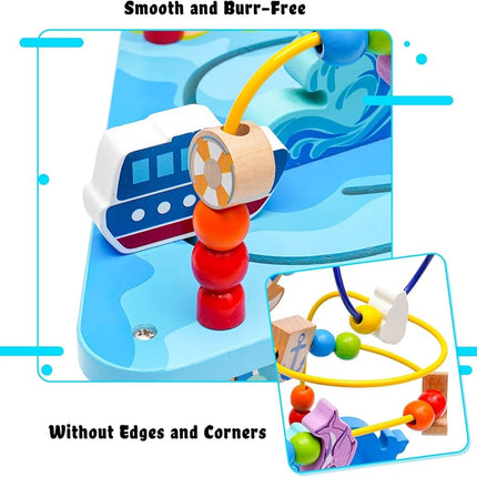 Eapura 4 in 1 Multifunctional Wooden Activity Cube for Kids|Children Educational Games Baby Activity Cube Multiplication Maze Abacus Puzzle for Baby Gift