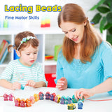 Wooden Magnetic Fishing Games for Kids 3D Fish Catching Counting Preschool Board Games Wooden Lacing Beads Montessori Toys for 2 3 4 5 6 Years Old Toddlers Boys and Girls 18PCS