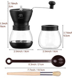 MLMLANT Manual Coffee Grinder Adjustable Coarseness Ceramic Mill Hand Coffee Mill with Two Glass Jars & Brush & Tablespoon Scoop for Home Office and Travelling