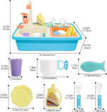 Kitchen Play Sink Toys with Running Water, Electric Dishwasher Playing Toy, Pretend Toy Sink Play kitchens for Boys Girls Birthday Gifts (Blue)