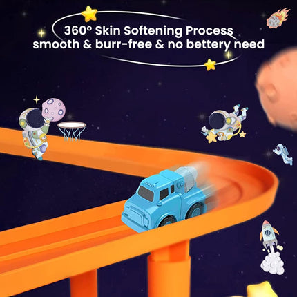 PATPAT® Car Toys for Kids Car Track Set for Kids Toys, Space Toys with 2 Mini Cars, Toddler Toys Interactive Car Toy, Educational Kids Learning Toy Astronaut Car Gift for 3-5-12 Years Old Boys Girls