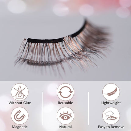 SIMER Dual Magnetic Eyelashes Soft 6-11mm False Lashes Natural Look 3D Mink Lash Extension Cat Eye Lashes Fluffy Self Adhesive Eyelashes