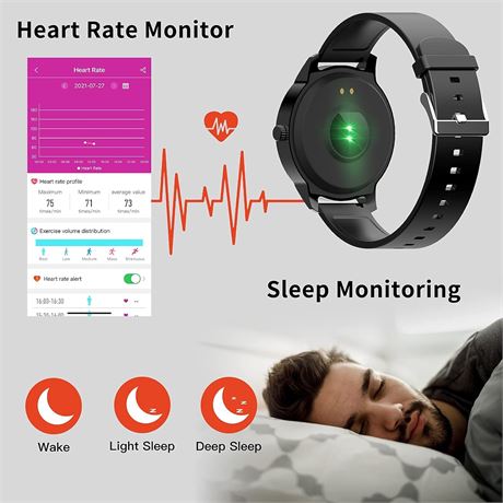 LIDOFIGO Men's Fitness Sports Smart Watch, M98 BLACK