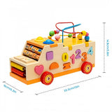 Kids Early Educational Toys, Wooden Shape Sorter Truck with Bead Maze, Numbers, Shapes, Hammer Bench, Abacus for Toddlers Ages 3+