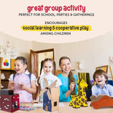 BoxArt Cardboard Crafts for Kids to Build & Color or Paint - Arts and Crafts DIY Imagination Play - Includes Dinosaur, Helicopter, Giraffe, Building, Windmill and Race Car.