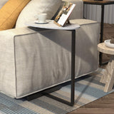 ANYHI Oval C Shaped Side Table for Small Space, Modern Couch End Table with Metal Frame