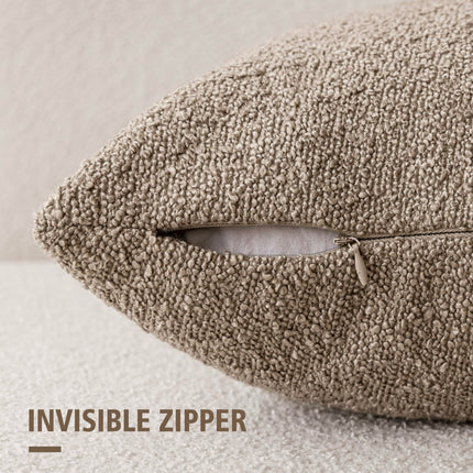Foindtower 22x22" 1PC Textured Boucle Throw Accent Solid Neutral Soft Cozy Couch Cushion Case for Chair Sofa, Light Khaki Tan X0049JPHHF