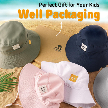 FURTALK 2PACK Baby Sun Hat Smile Face Toddler Bucket Hat UPF 50+ Boys Girls 0-5Y