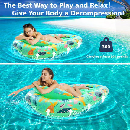 LUSARRYWILL 4 Pack Pool Floaties for Adults, 72"X42", XL Size, Multi-Purpose Inflatable Pool Toys for Pool Party, Beach, Lake, River, Sea, Outdoor
