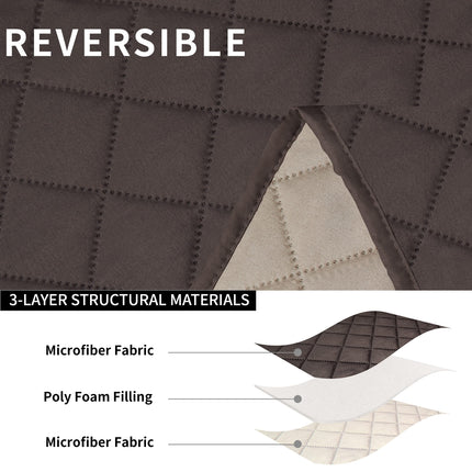 Easy-Going Recliner Sofa Cover, Reversible Couch Cover for 3 Seat Recliner, Split Sofa Cover for Each Seat, Furniture Protector with Elastic Straps for Pets, Kids, Dogs (3 Seater, Chocolate/Beige)