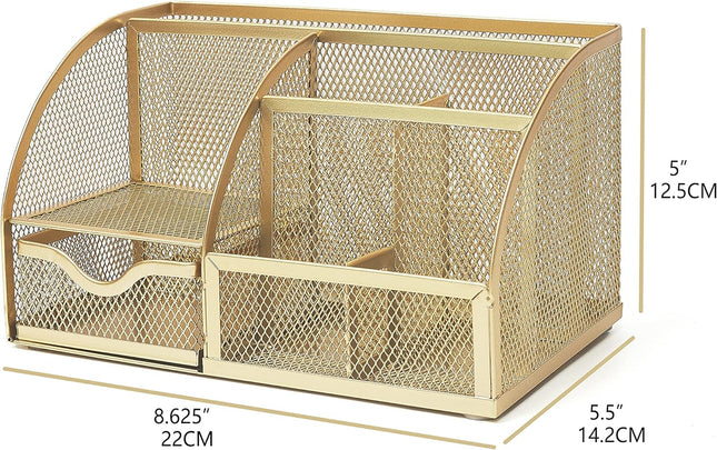 Annova Mesh Desk Organizer Office Multifunctional Organizer (Gold)
