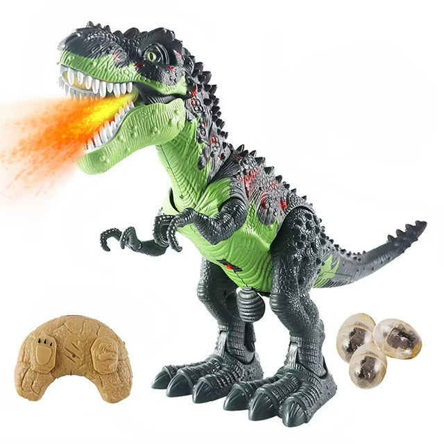 BeebeeRun RC Dinosaur Animal Toy with Remote Control Sounds Electric Walking Animals Toys Laying Eggs Spray Toys