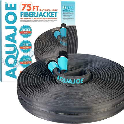 Aqua Joe AJFJH75 75-Foot 1/2-Inch Ultra-Flexible Fiberjacket,  Garden Hose