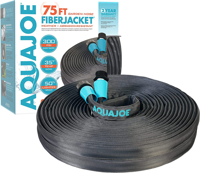 Aqua Joe AJFJH75 75-Foot 1/2-Inch Ultra-Flexible Fiberjacket,  Garden Hose