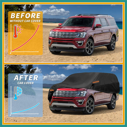 ATOCOVER Car Cover Waterproof All Weather Sun Rain Protection Full Exterior Cover for Ford Expedition Black with Left Side Zippers Vehicle Supplies