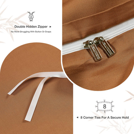 JELLYMONI King Duvet Cover Set, 100% Viscose Derived from Bamboo, Buttery Soft, Cooling Duvet Cover - 1 Hidden Zipper Duvet Cover with 2 Pillowcases, Rust