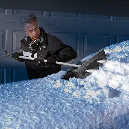 Snow Joe SJBLZD-LED-BLK Illum-n-Broom LED Lighted 4-in-1 Snow Broom Plus Ice Scraper, Black