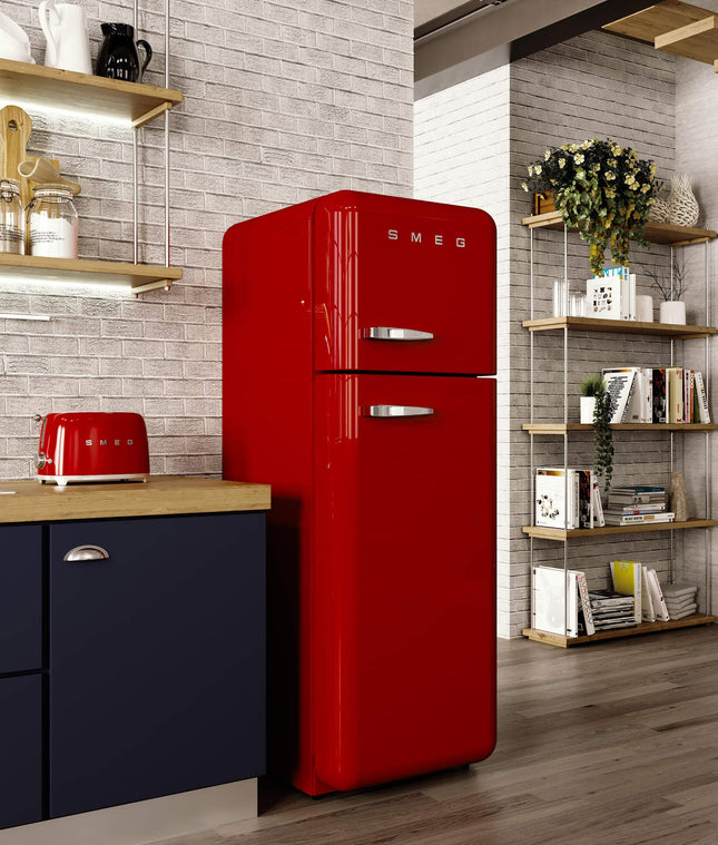 Smeg 50's Retro Style 2-Slice Toaster, 6 Browning Levels, Toast 1 Side, Reheat or Defrost, Removable Stainless Steel Crumb Tray, Red, TSF01RDUS