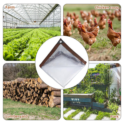 Fukaisu 2pcs Chicken Coop Cover, 3.5x2m/11.48x6.56 Feet Waterproof Clear Tarp for Chicken Coop Run Cover with 30 Cable Ties Heavy Duty PVC Pheasantry Runway Wrap for Outdoor Winter Farm
