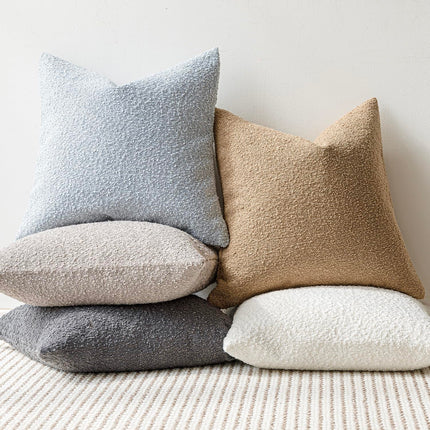 Foindtower 20 x 20" Pack of 2 Textured Boucle Throw Accent Solid Cozy Woven Couch Cushion Case for Chair Sofa, Light Blue X0040V6ZY1