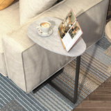 ANYHI Oval C Shaped Side Table for Small Space, Modern Couch End Table with Metal Frame