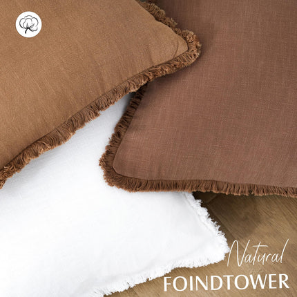 Foindtower 12×20" Set of 2 Linen Fringe Lumbar Throw Boho Farmhouse Cushion Cover with Tassels for Chair Sofa Couch, Rust X003U6N9OL