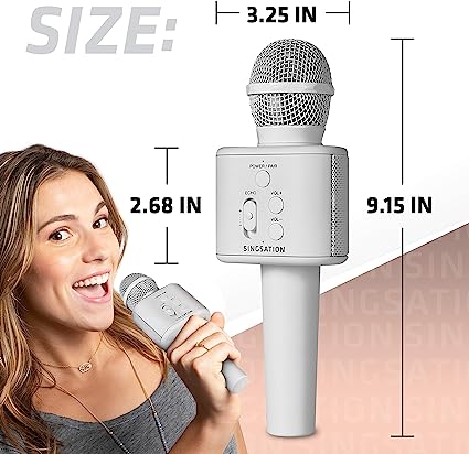 Portable Karaoke Machine, Singsation Solo-Pro All-in-One Karaoke Microphone, Wireless Bluetooth Speaker, Echo Voice Effect, Rechargeable for Hours of Fun!
