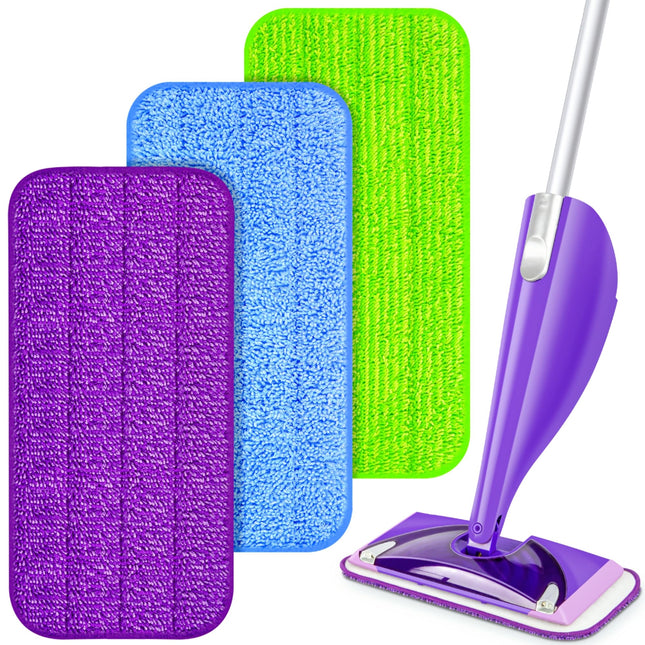 3 Pack Reusable Mop Pads for Swiffer WetJet, Wet Pads Refill Microfiber Mop Pads Refills Washable Mop Refill Pads Wet Dry Mop Replacement Heads for Hardwood Floor Cleaning
