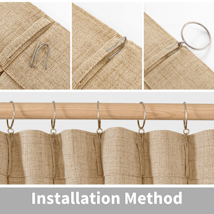 YoungsTex Pinch Pleated Curtains 90 Inches Long, Linen Curtains Back Tab Light Filtering Privacy Semi Sheer Window Curtains for Living Room Bedroom Farmhouse, Toffee, 40W X 90L, 2 Panels