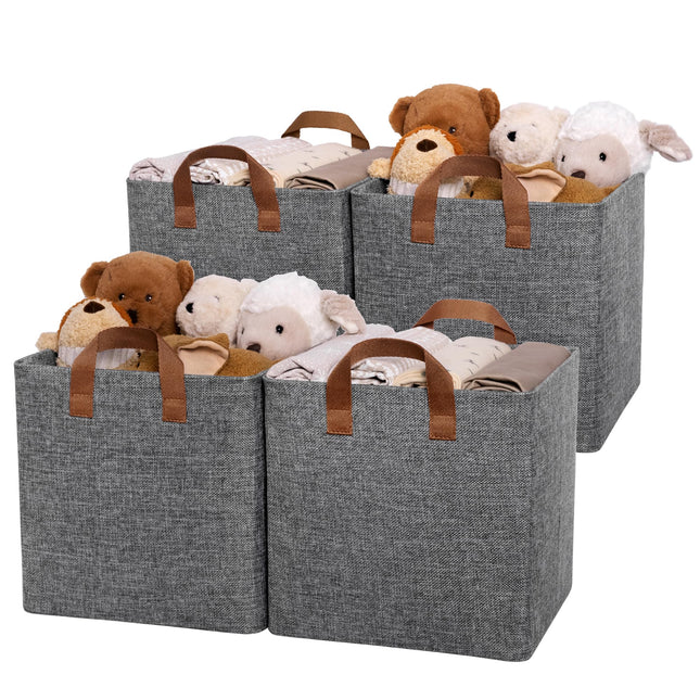 GRANNY SAYS Cube Storage Bins, Pack of 4 Fabric Storage Cubes with Metal Frame, Cube Storage Organizers with Handles, Collapsible Square Storage Boxes for Shelves, Cube de Rangement 30 x 30 x 30 cm