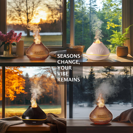 HIIZO A18 Aroma Ultrasonic Essential Oil Diffuser with LED Flame Light,  Crackle Colour