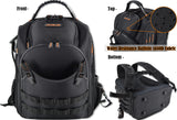 66-Pockets Tool Bag, Heavy-Duty Jobsite back pack for electricians, construction, men