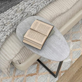 ANYHI Oval C Shaped Side Table for Small Space, Modern Couch End Table with Metal Frame