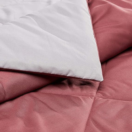 Amazon Basics Reversible Microfiber Comforter Blanket - Full or Queen, Burgundy