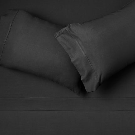 Amazon Basics Easy Care Microfiber Sheet Set with Four Pillowcases - Full, Black 3WGT