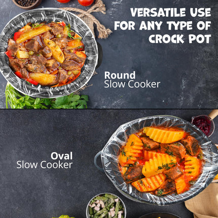 Slow Cooker Liner - [10 Pack] - (13"x 21") Fits 3QT to 8QT - Disposable Slow Cooker Bags Liner for Easy Cleanup & Cooking Convenience - Ideal Crock Pot Liners for Mess-Free Cooking & Storage
