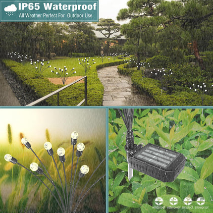FRSTONA Outdoor 4 Pack Solar Firefly Lights Decorative 10 LED Big Bulb Waterproof Wind Swaying for Yard Lawn Pathway Flower Decor